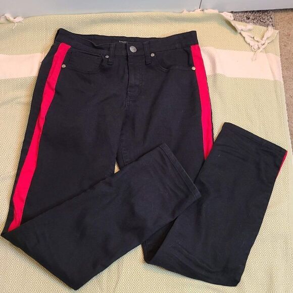 Ethanol Jeans Mens 30x32 Red Stripe Black Denim Track Jeans - Picture 1 of 3